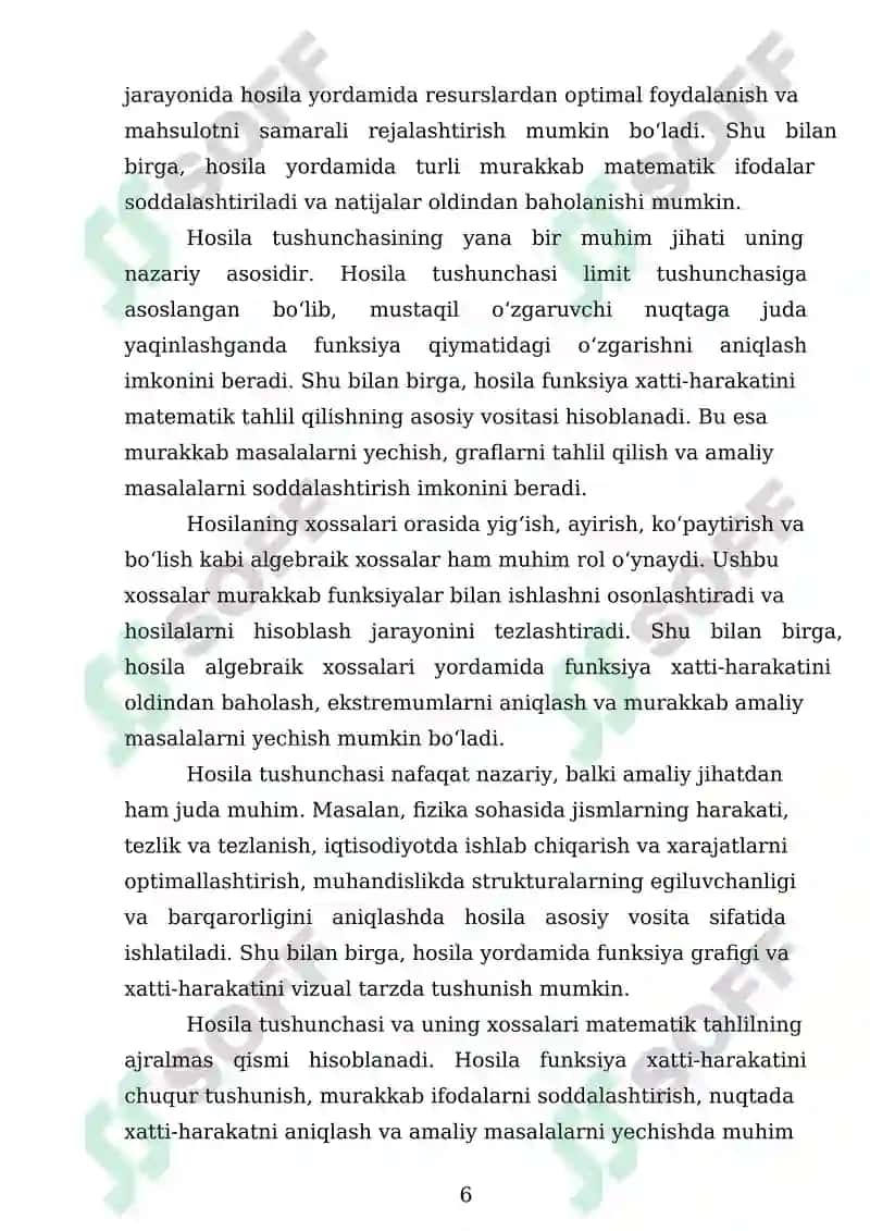 Hosilaning Tadbiqlari 6
