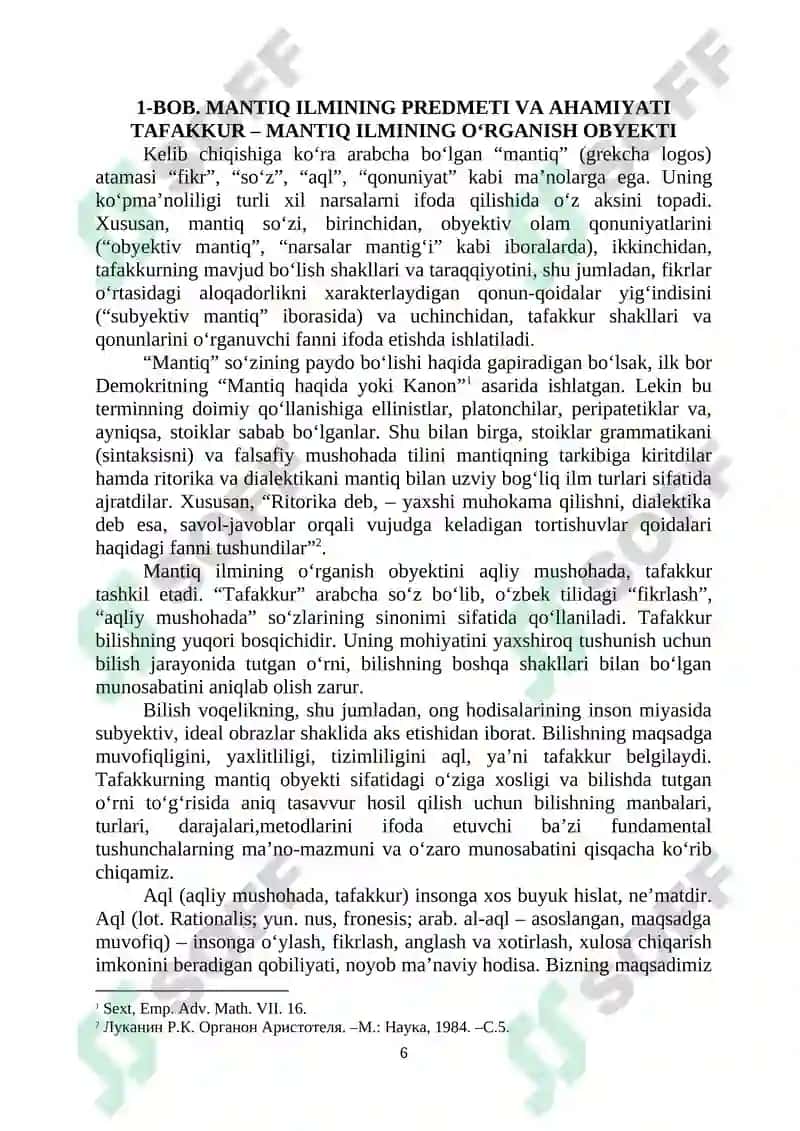 Mantiq tarixi va nazariyasi Darslik 6