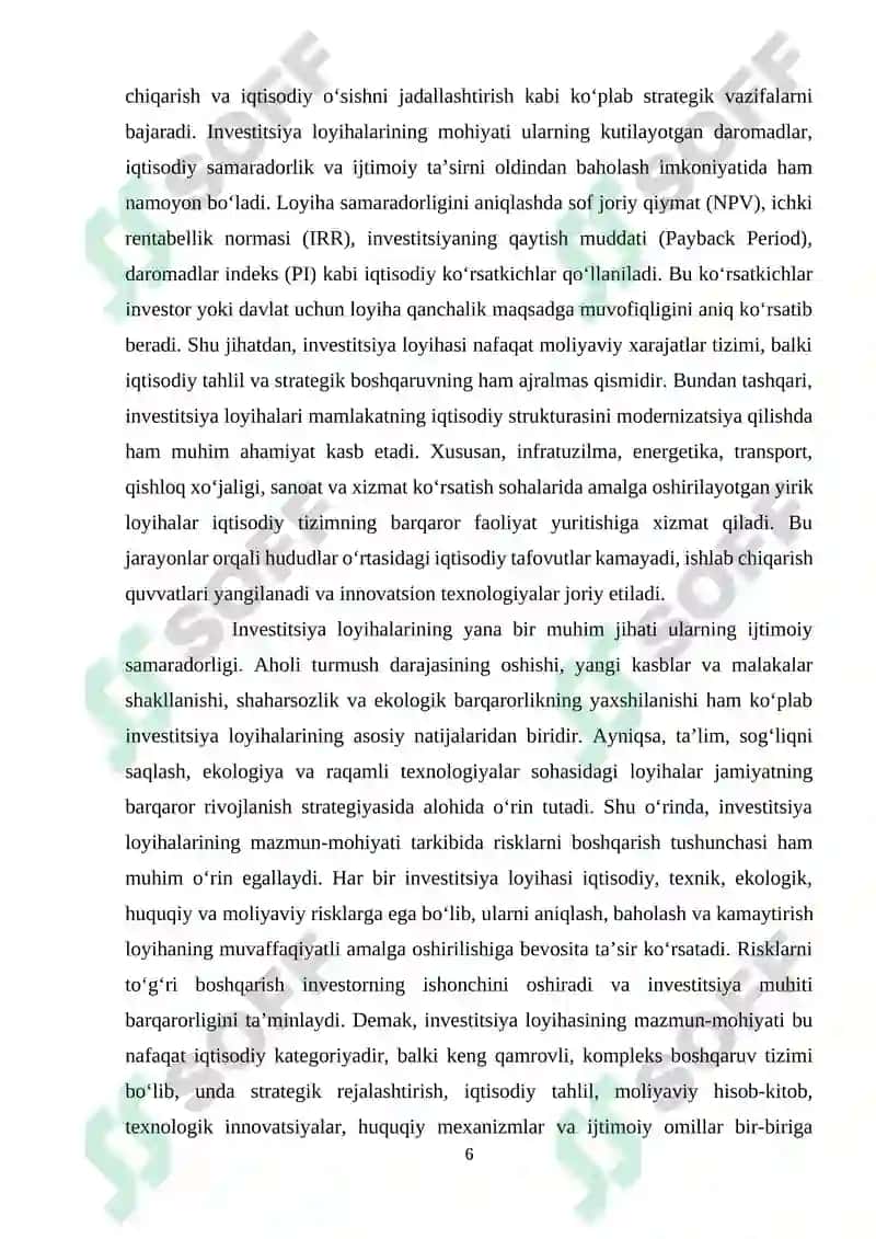 Investitsiya loyihalarining tasniflanishi 6