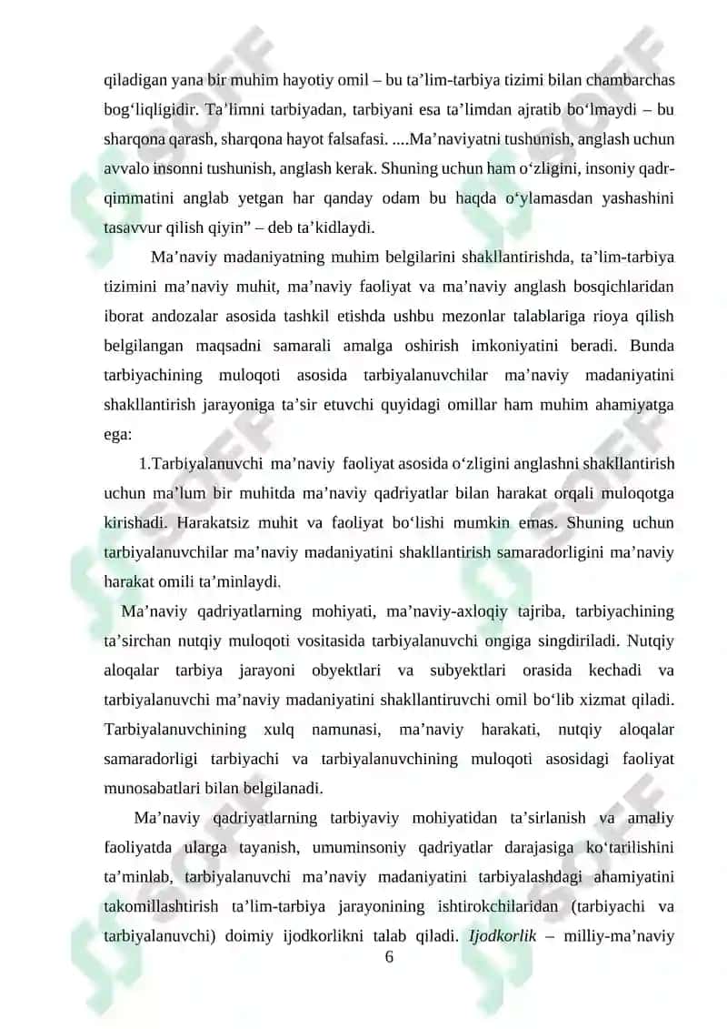 MULOQOT ASOSIDA MA'NAVIY MADANIYATNI SHAKLLANTIRISH 6