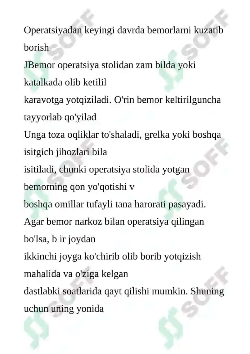 Operatsiyadan song bemorlarni davolash va kuzatish 6