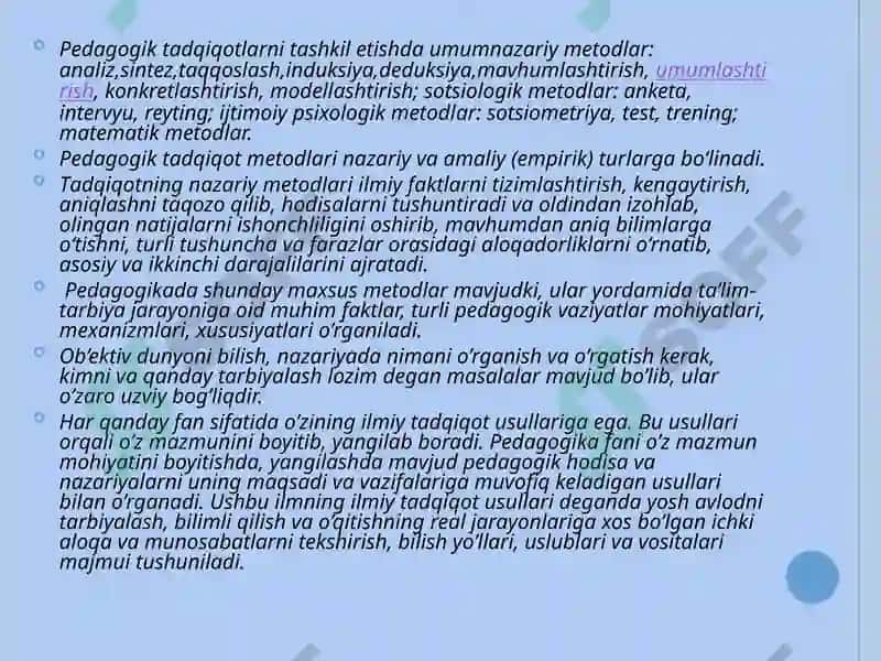 Pedagogikada ilmiy tadqiqot metodlari 6
