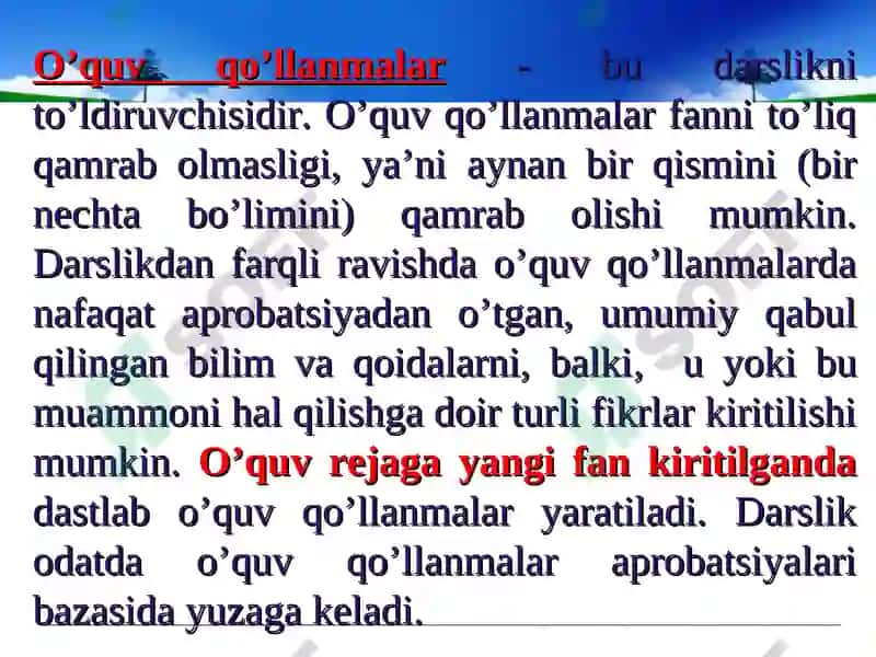 O’QITISHNI TASHKIL ETISHDA QO’LLANILADIGAN TA’MINOTLAR 6