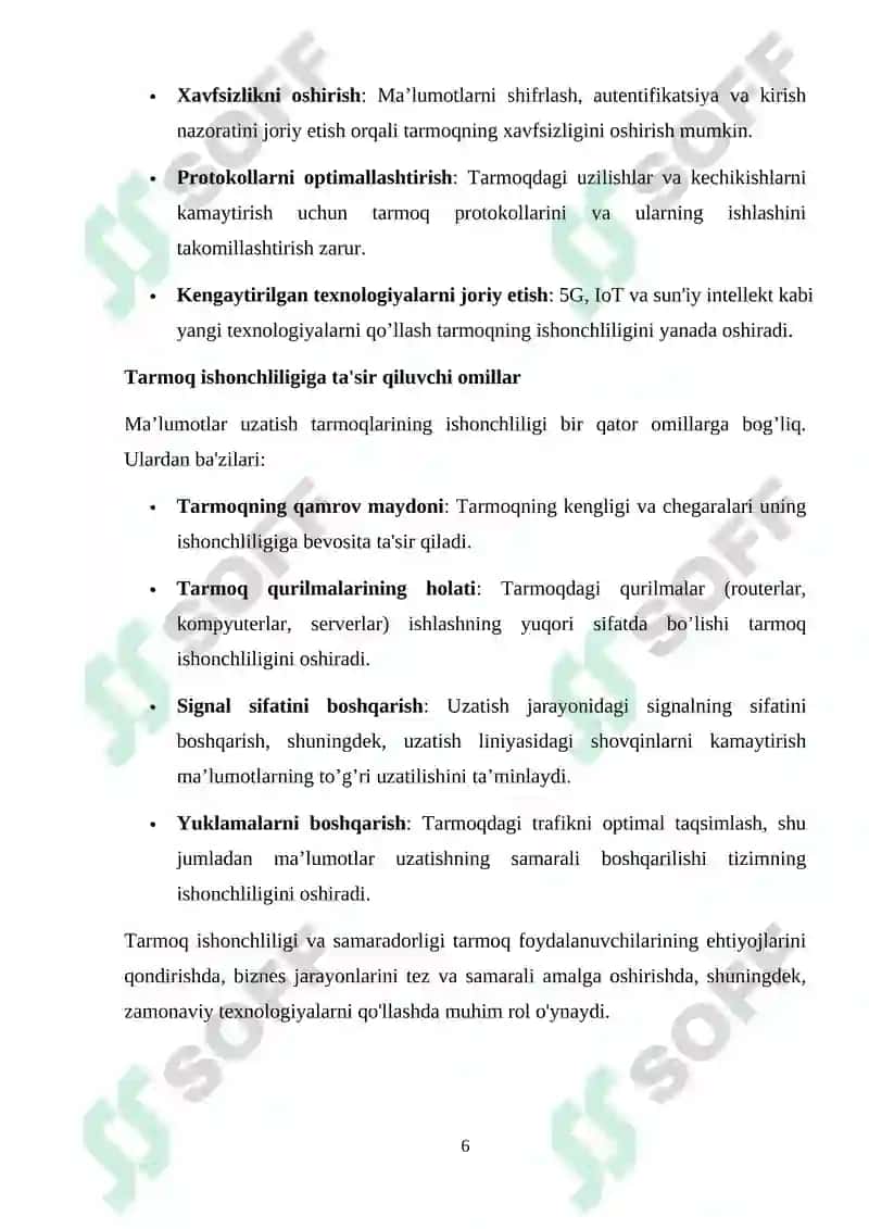 Ma’lumotlar uzatish tarmoqlari 6