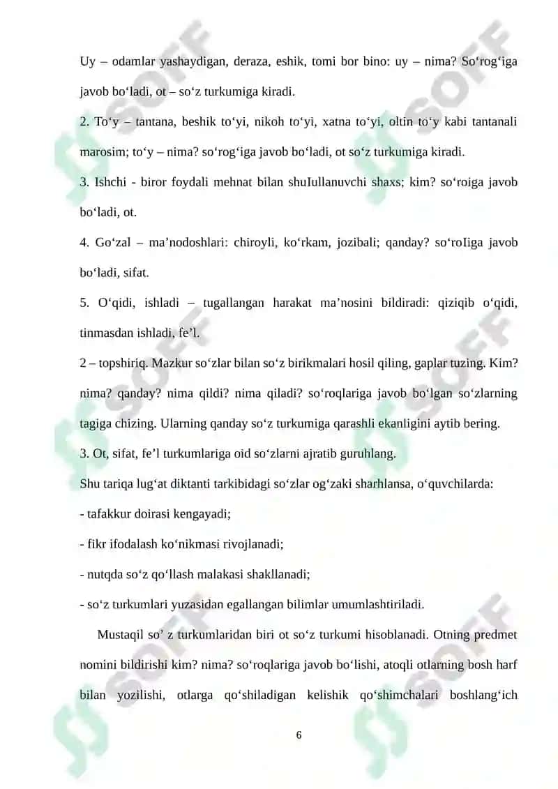OT SO’Z TURKUMINI O’RGANISH 6