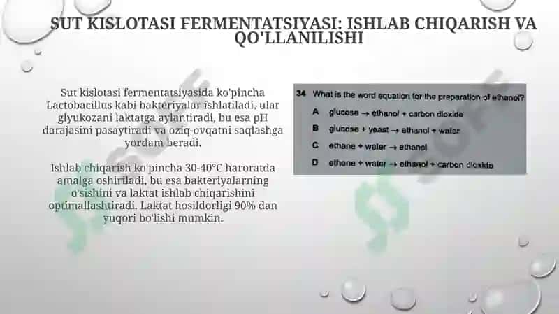 Glyukozaning bijg'ishidan olinadigan mahsulotlar 6