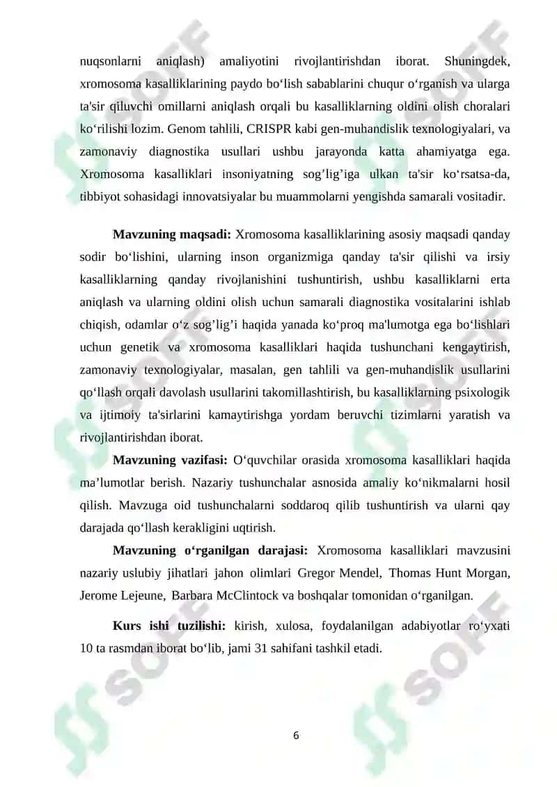 XROMOSOMA KASALLIKLARI 6