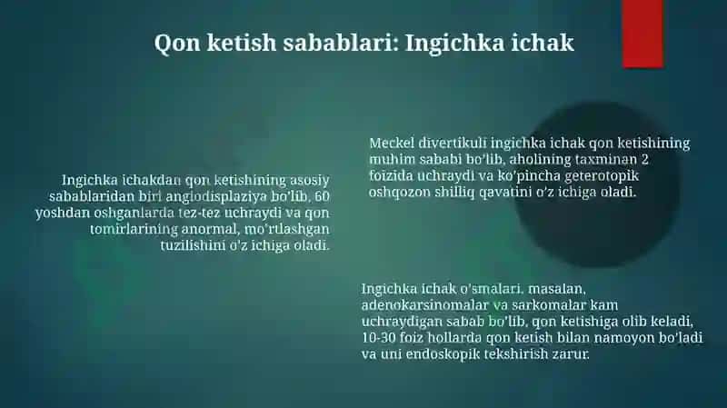 Ingichka ichakdan qon ketishi 6