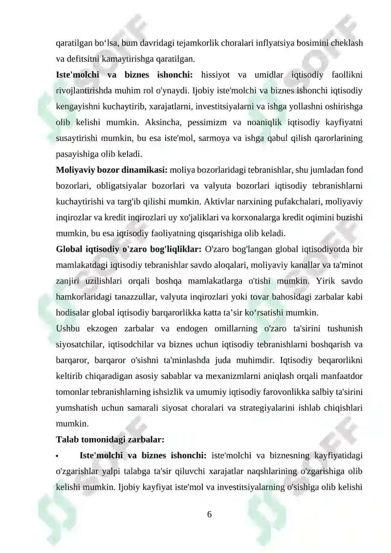 IQTISODIY TEBRANISHLAR. ISHSIZLIK 6