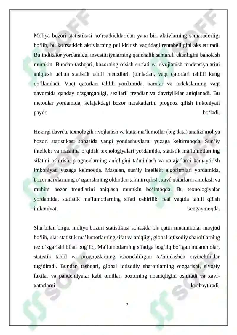 Moliya bozori statistikasi 6
