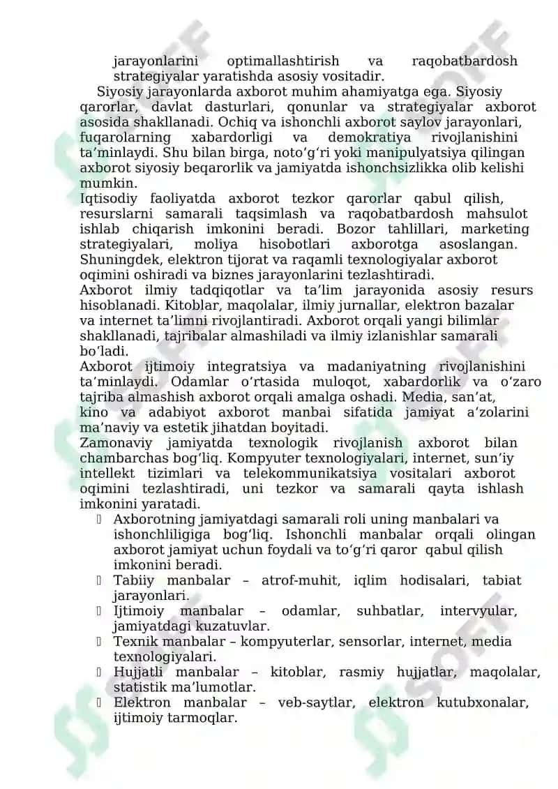 AXBOROT TURLARI VA ISHONCHLILIGI 6