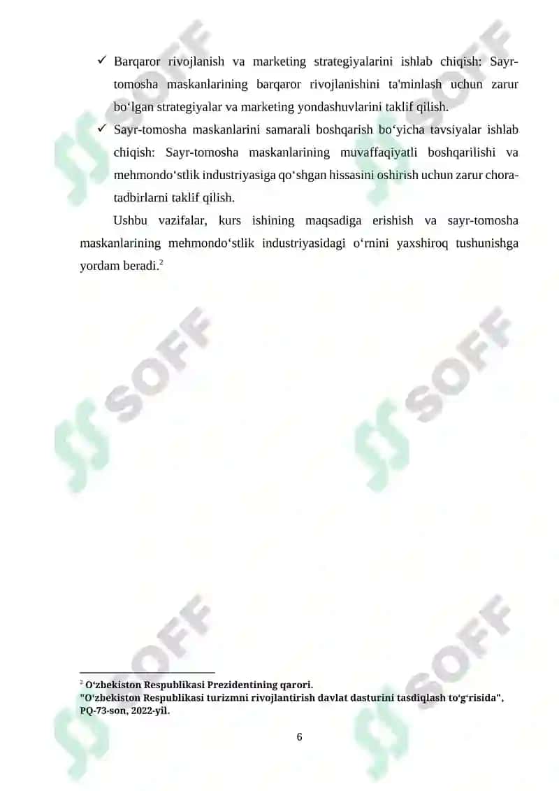 MEHMONDO‘STLIK INDUSTRIYASINI RIVOJLANTIRISHDA SAYR-TOMOSHA MASKANLARINING O‘RNI 6