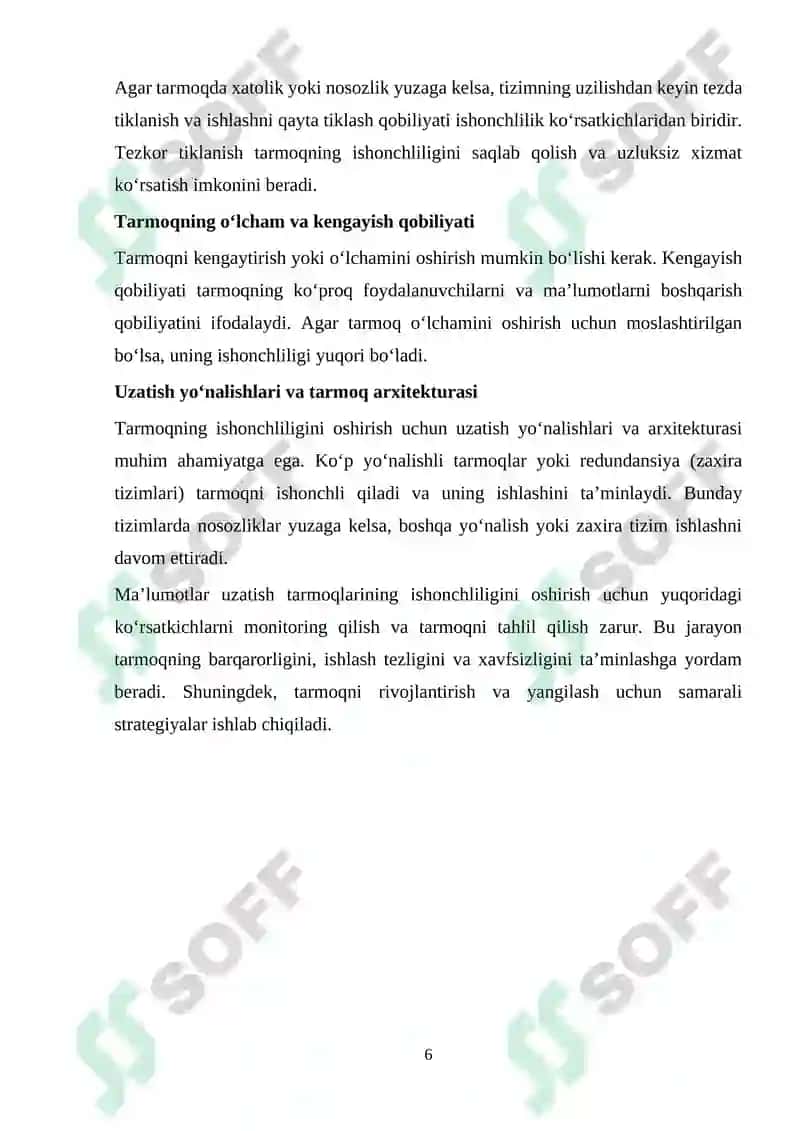 Ma’lumotlar uzatish tarmoqlari va monitoring 6