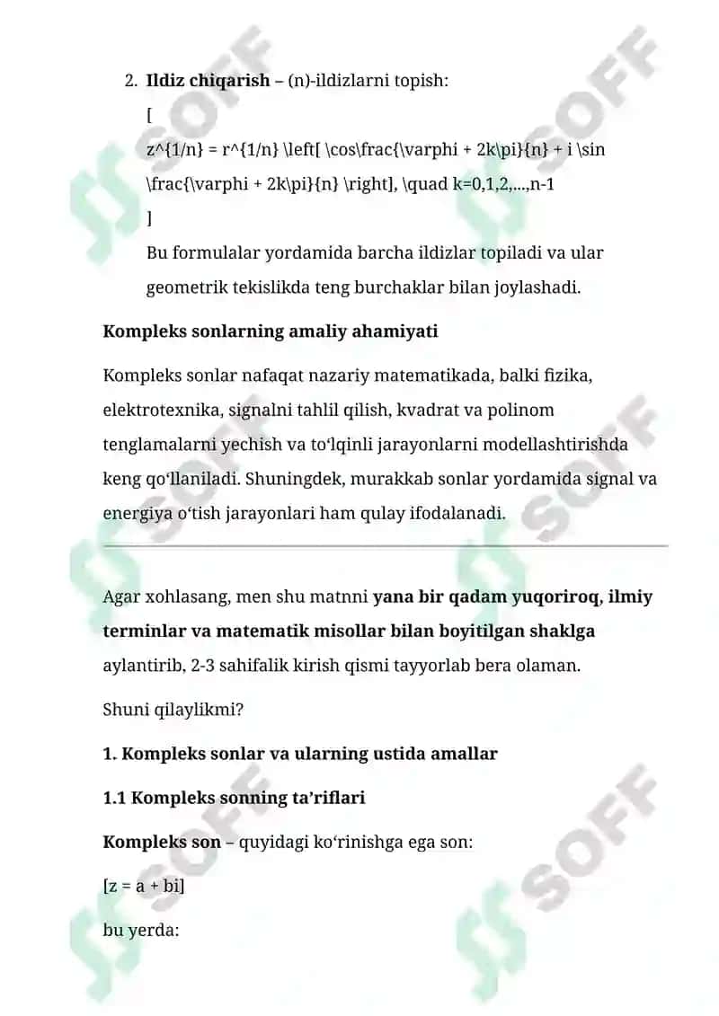 Kompleks Sonlar 6