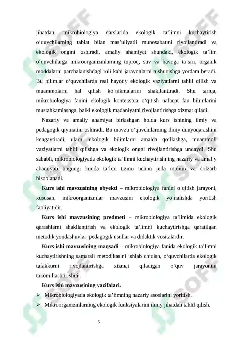 Mikrobiologiyada ekologik ta’limni kuchaytirish metodikasi 6