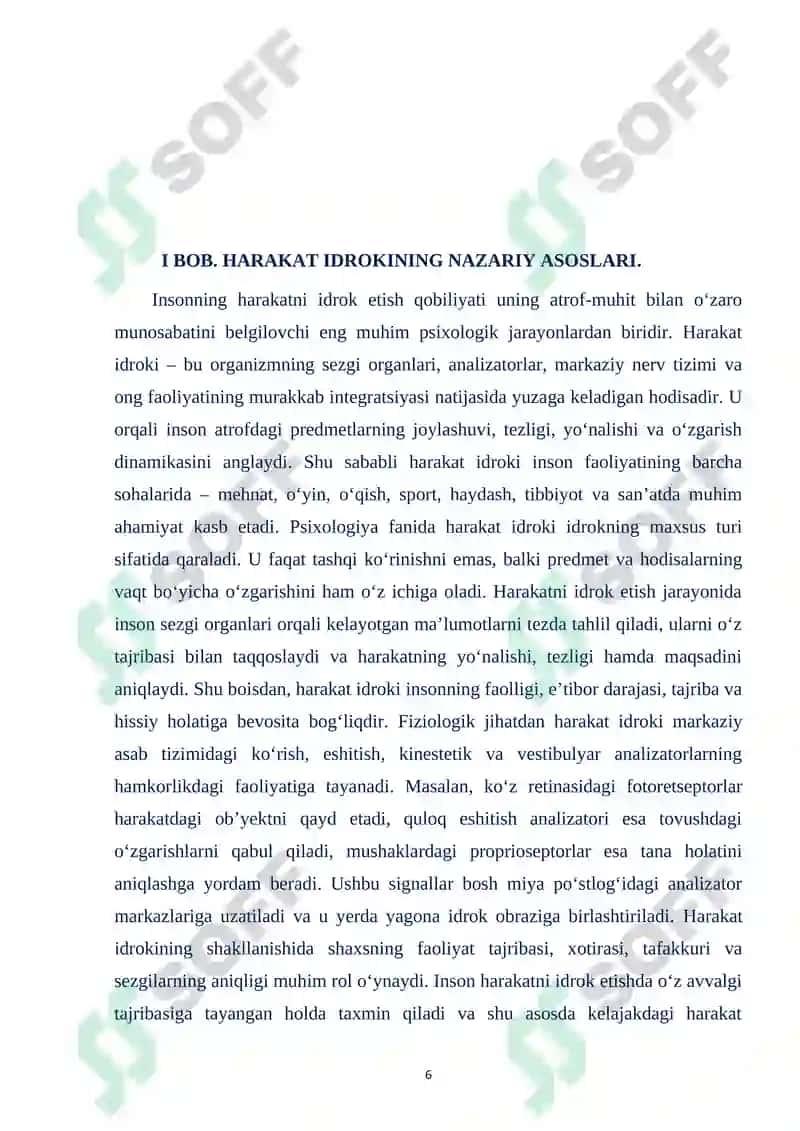 “HARAKAT IDROKINI O’RGANISH METODIKASI” 6