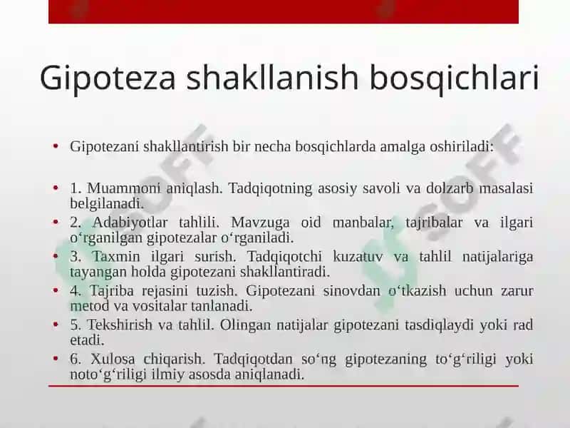 Gipotezanishakllantirish vositalari 6
