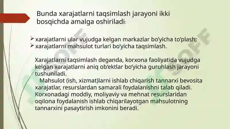 Buyurtmali kalkulyatsiya qilish usuli 6
