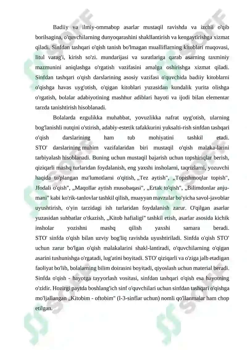 Sinfdan tashqari o‘qish mеtodikasi 6