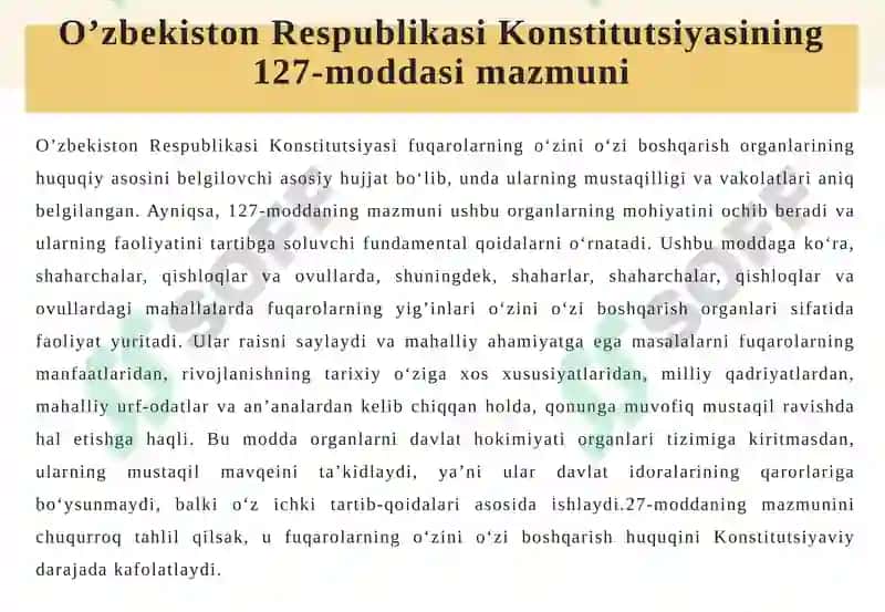 O’ZINI O‘ZI BOSHQARISH ORGANLARINING HUQUQLARINI HIMOYA QILISH 6