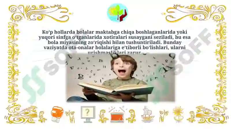 XOTIRANI KUCHAYTIRISH UCHUN MASHQLAR 6