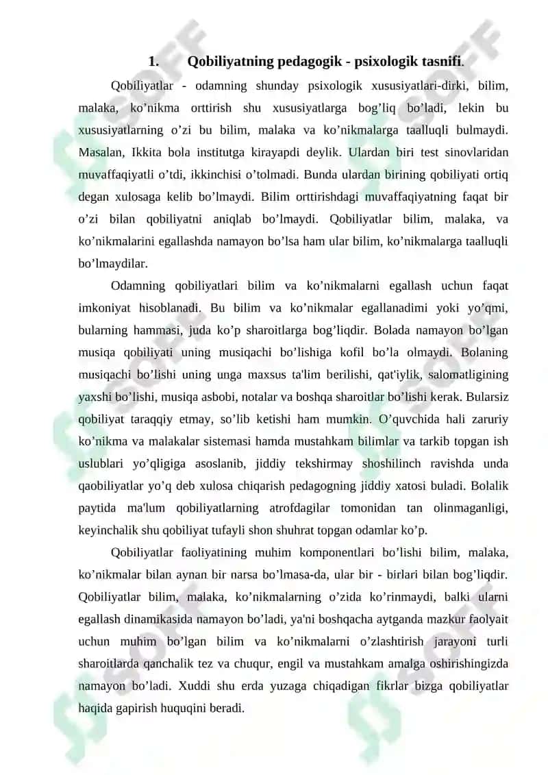 Qobiliyatlarning pedagogik-psixologik tasnifi 6
