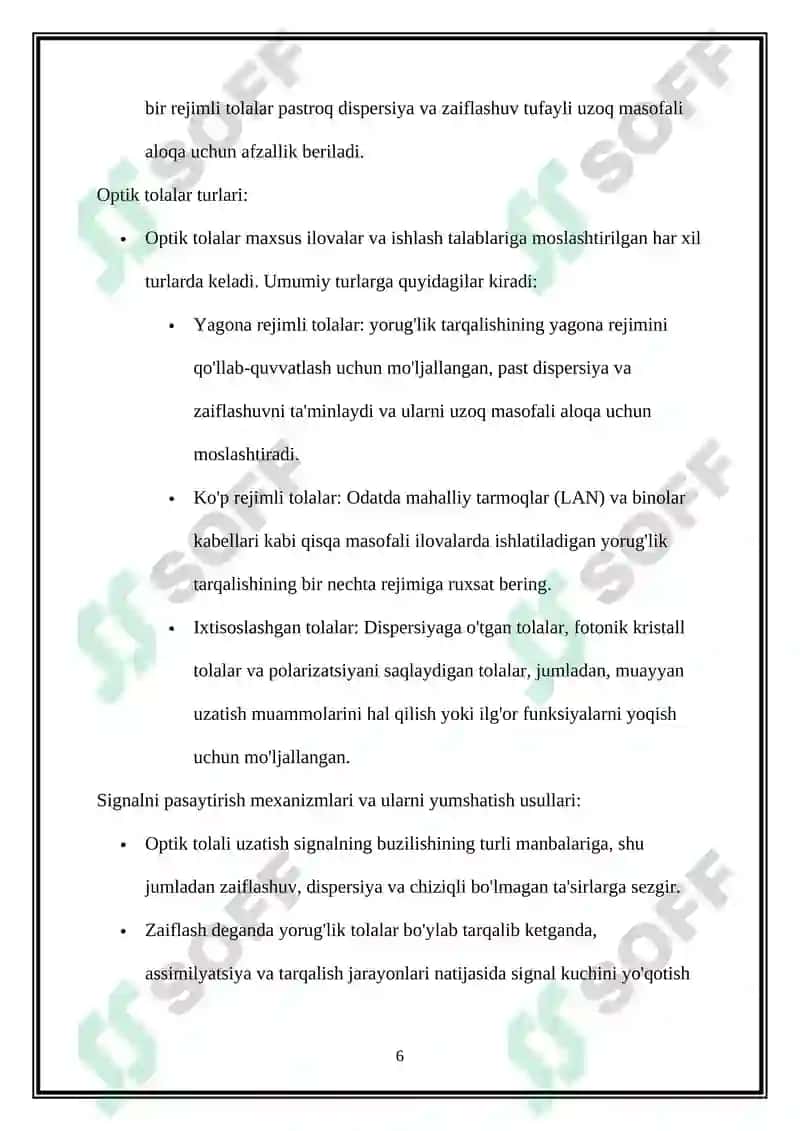 Optik aloqa tizimlari 6