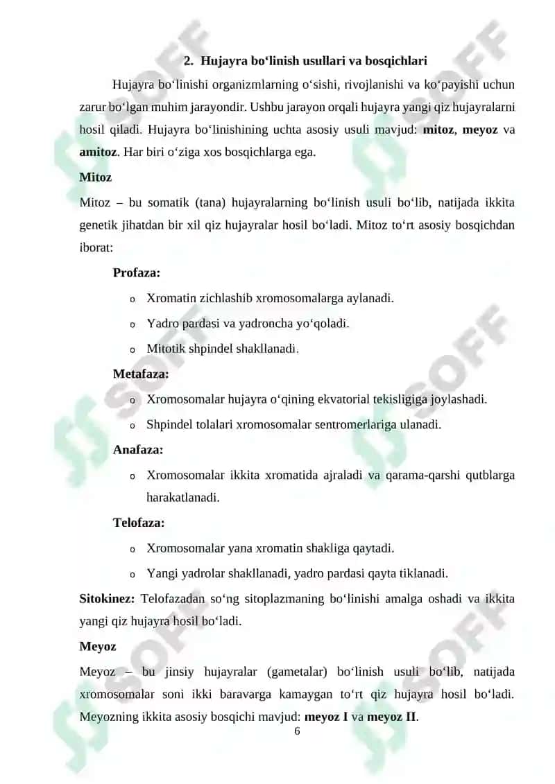 Hujayra sikli va uning davriyligi 6