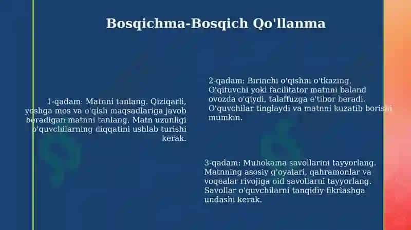 "Birgalikda o'qiymiz metodidan foydalanish" 6
