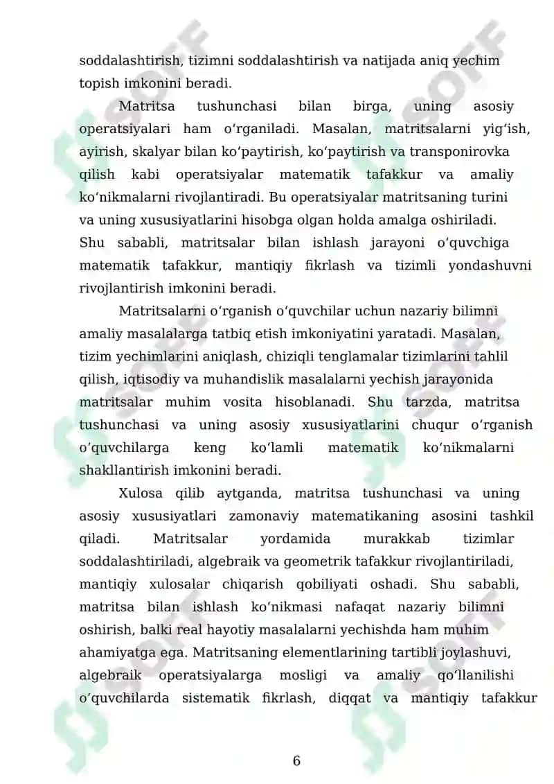 Matritsa tushunchasi va rangi hisoblash 6