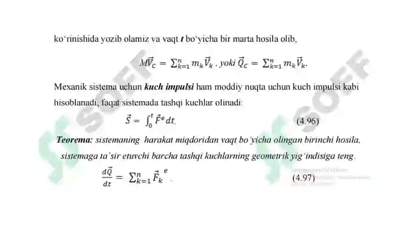 Qattiq Jism Dinamikasining Umumiy Teoremalari 6