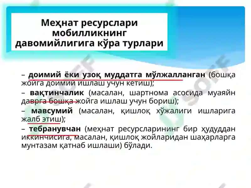 Меҳнатресурсларининг мобиллиги ва миграцияси 6