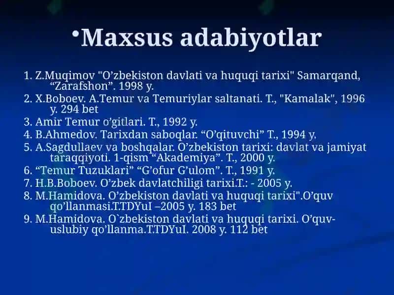 AMIR TEMUR VA TEMURIYLAR IMPERIYASI DAVLATI VA HUQUQI 6