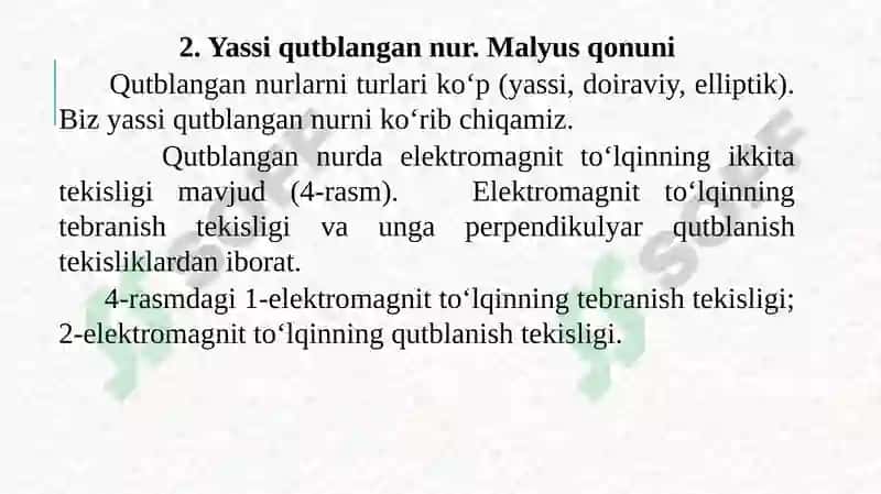 Yorug‘likning qutblanishi 6