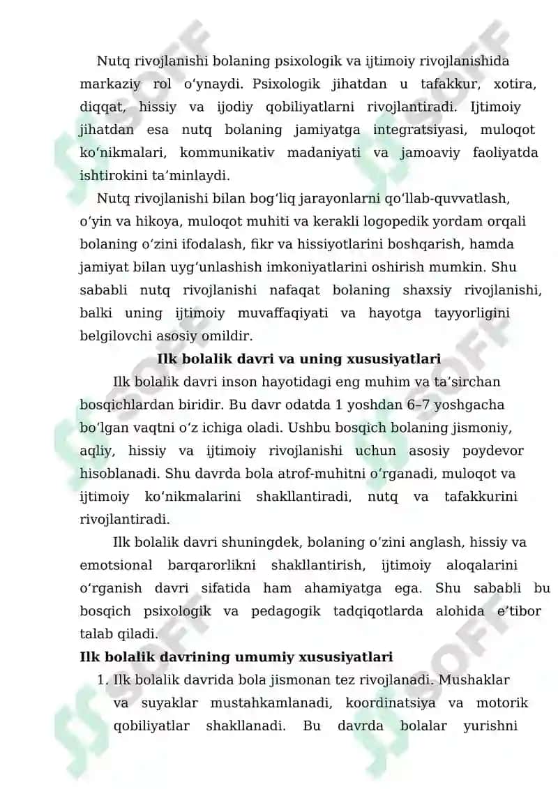 ILK BOLALIK DAVRIDA NUTQNING RIVOJLANISHI 6