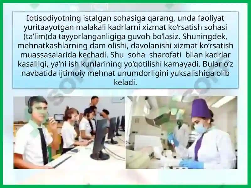 XIZMAT KO‘RSATISH SOHALARI 6