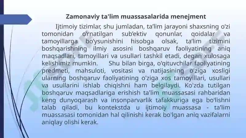 Maktab Menejmenti Yo’nalishi Kurs Ishi Taqdimoti 6