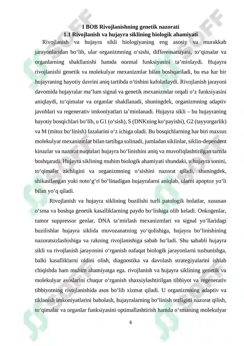 Hujayra Sikli va Genetik Nazorati 6