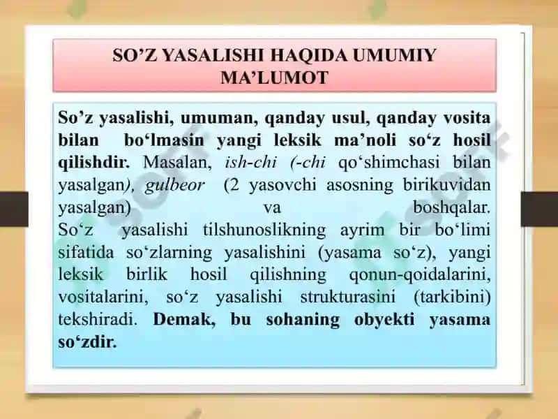 O’ZBEK TILIDA SO’Z YASALISH 6