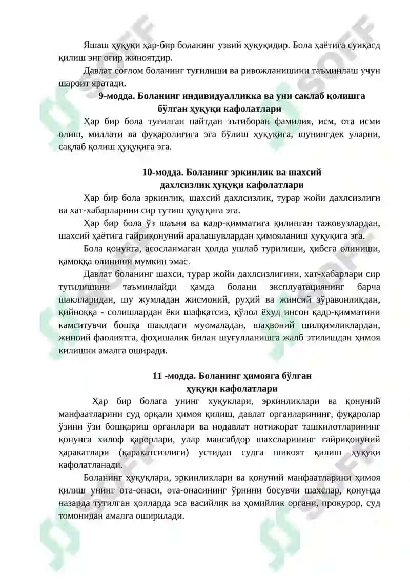 bolalar huquqlarining kafolatlari 6
