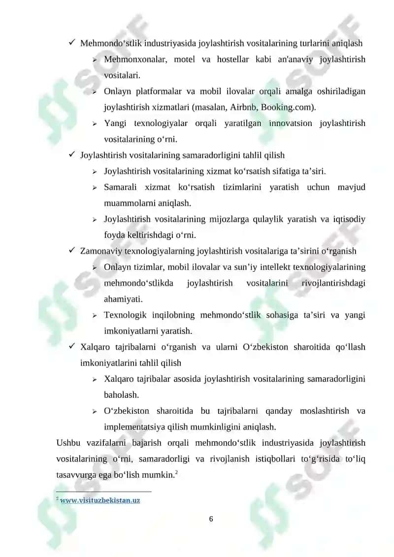 MEHMONDO‘STLIK INDUSTRIYASIDA JOYLASHTIRISH VOSITALARI 6