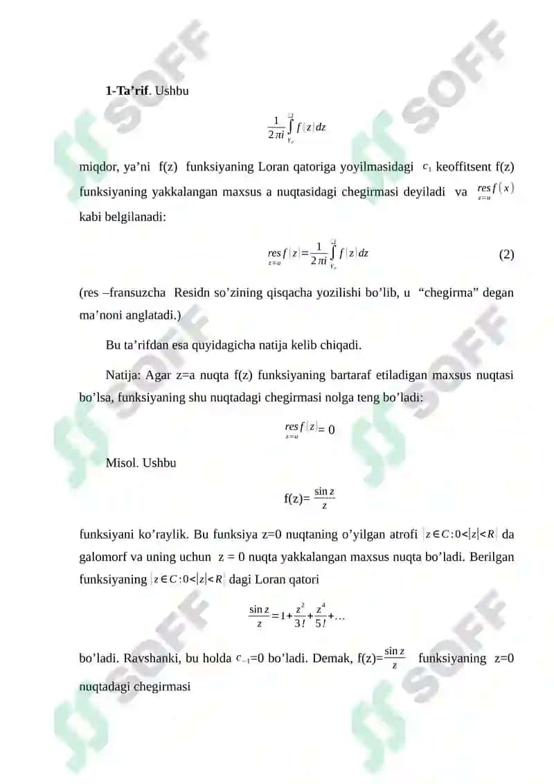 Chegirmalar nazariyasi va uning tadbiqlari. 7