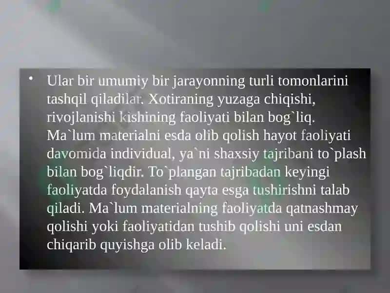 Xotira haqida tushuncha 7