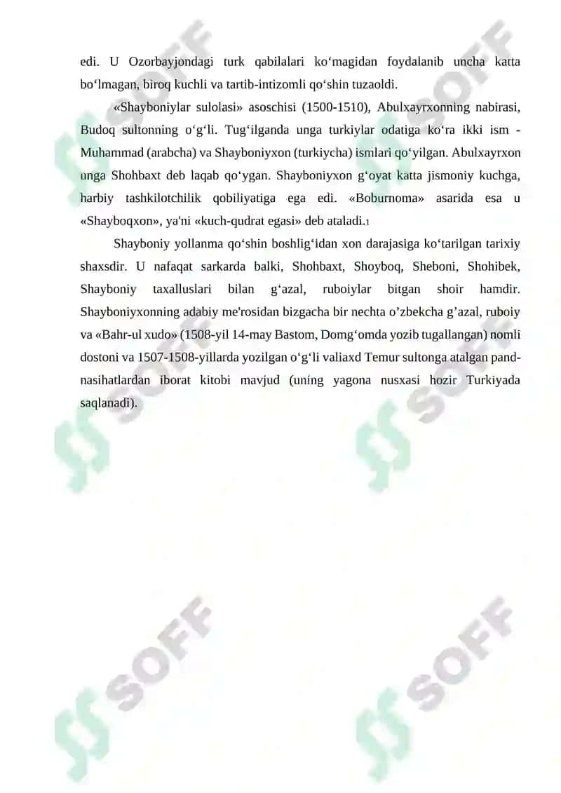 Shayboniylar sulolasida davrida diniy boshqaruv 7