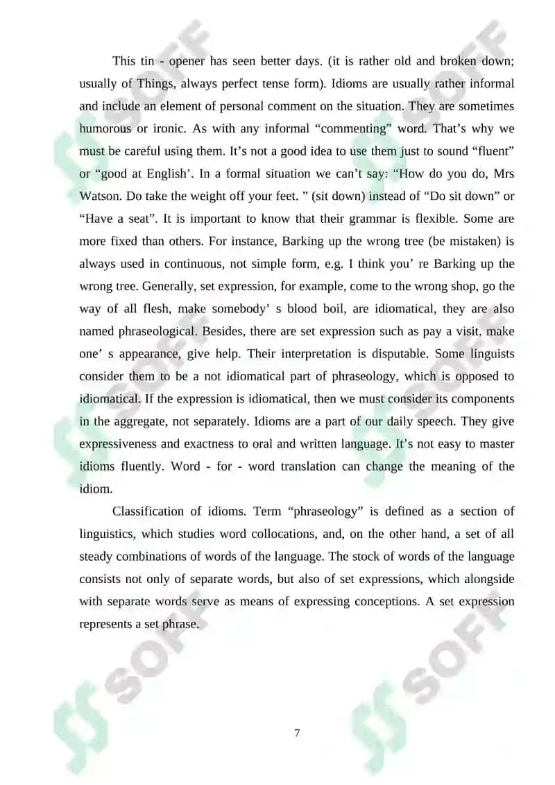 Translation of Idioms 7