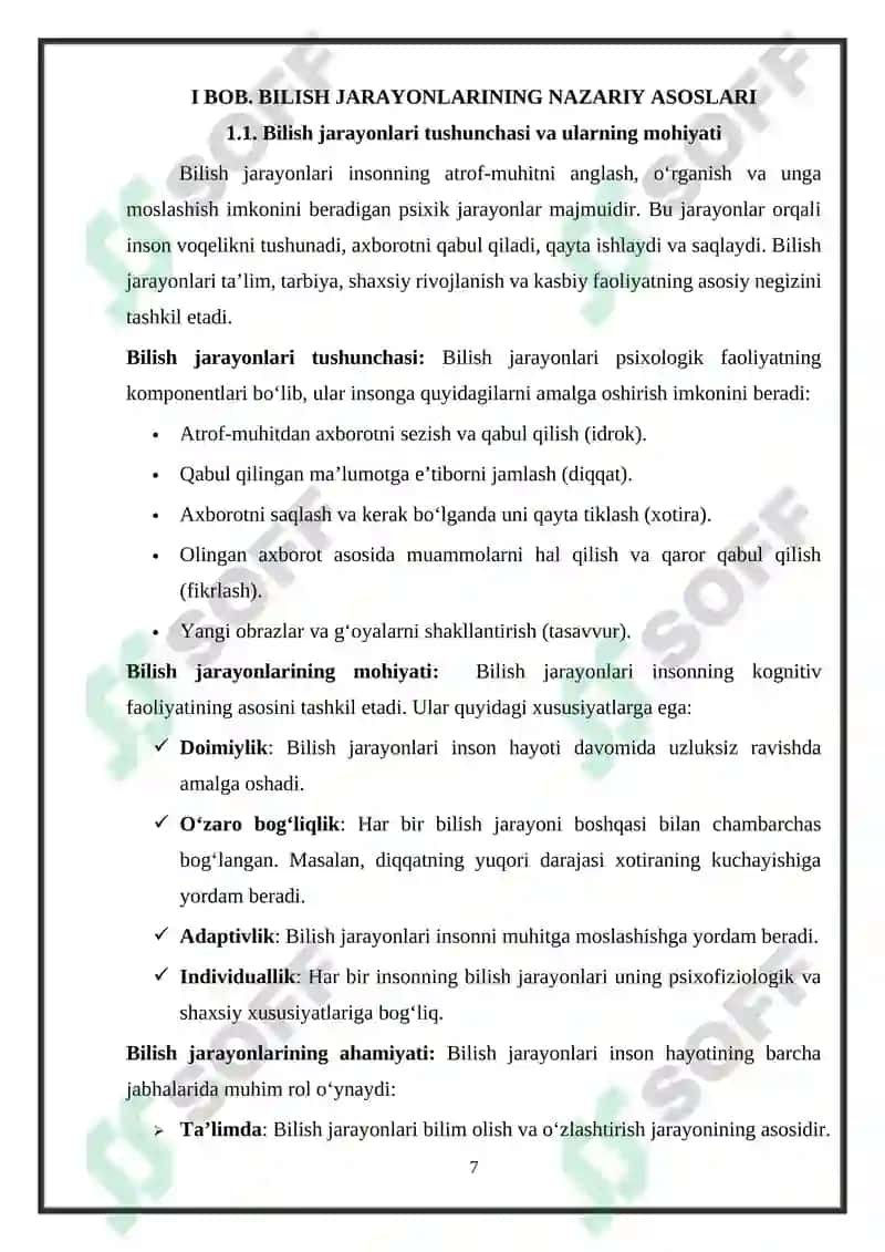 Bilish jarayonlari diagnostikasi 7