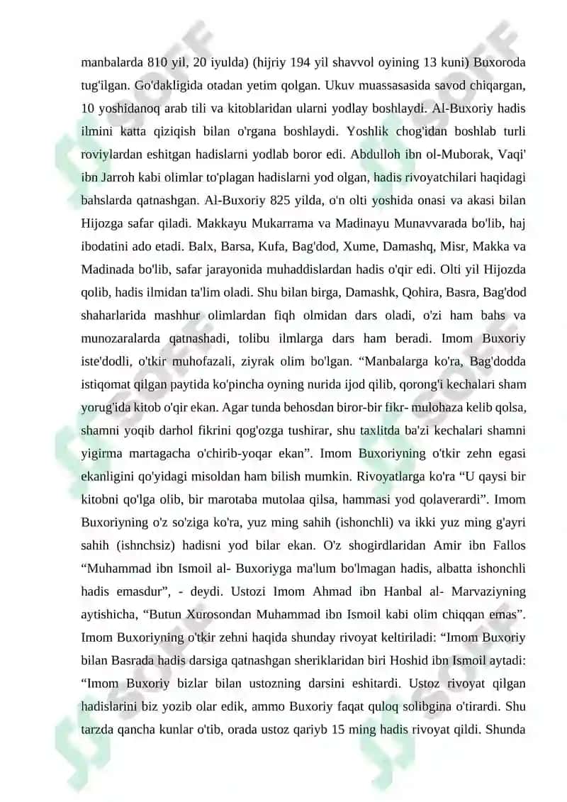 Hadisi sharif uchun umumiy qadriyatlar 7