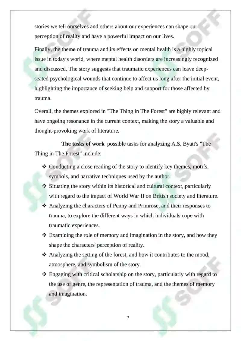 A.S.Byatt ʼʼ The Thing in The forestʼʼ analysis 7