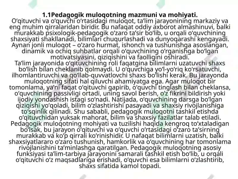 O’qituvchi va o’quvchi o’rtasida jonli muloqotni tashkil etish usullari 7