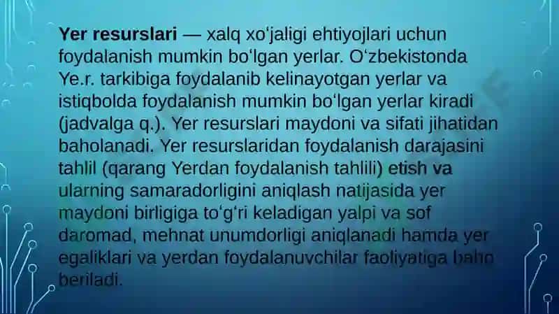 Markaziy Osiyo Dayer Resurslari va Ularidan Samarali Foydalanish 7